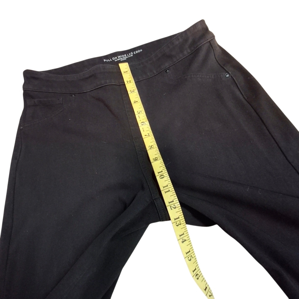 Chico's Pull-on Wide Leg Cropped Stretch Cotton Blend Black Pants Women Size 12P - Picture 13 of 16